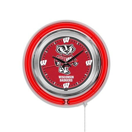 University Of Wisconsin Double Neon 15 Clock (Badger)